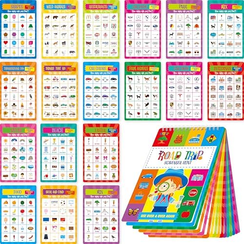 SpriteGru Scavenger Hunt Activities Book, 30 Road Trip Bingo Games, Reusable & Erasable Game Pad, Interesting Explore and Find Activity Travel Toy for Road Trip, Airplane Travel by SpriteGru