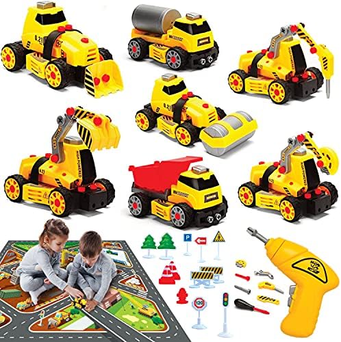 Mobius 7-in-1 Take-Apart Construction Truck Set with Drill, Ages 3+ by MOBIUSToys