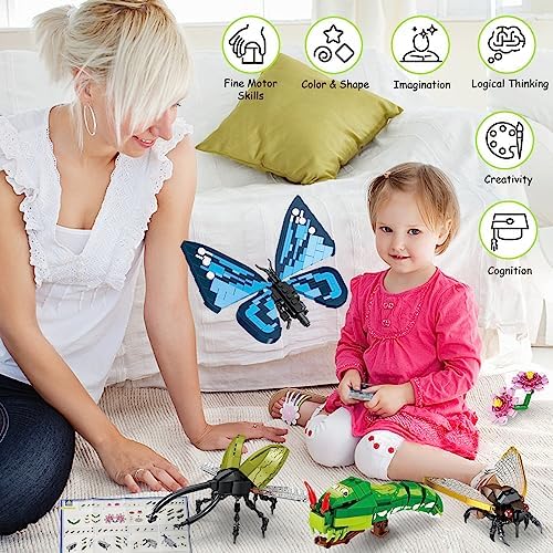 KAZI Ideas Insect Collection Building Set,with Life-Like Blue Butterfly,Hercules Beetle and Cicada Display Models for Nature Lovers,767 PCS Insects Building Blocks,Bug Building Set - Image 3