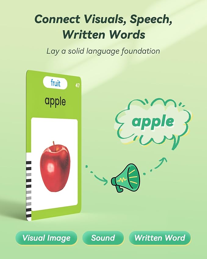 Talking Flash Cards for Toddlers 1-3, Montessori Learning Toys with 224 Words, Pocket Speech Toys for Language Development, Autism Speech Therapy Toys, Children's Sensory Learning, Gifts