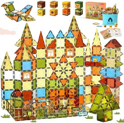 Magnetic Tiles Building Toys with 8 Magnetic Blocks for Kids Ages 3-5 4-8 by Vigorfun