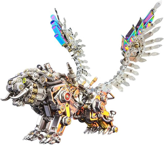 Metalkitor Bengal Tiger 3D Metal Puzzle for Adults, 700PCS, Mechanical Model Assembly Kits - DIY Desk Ornament Steampunk Brain Teaser(Original Body + Colorful Wings)