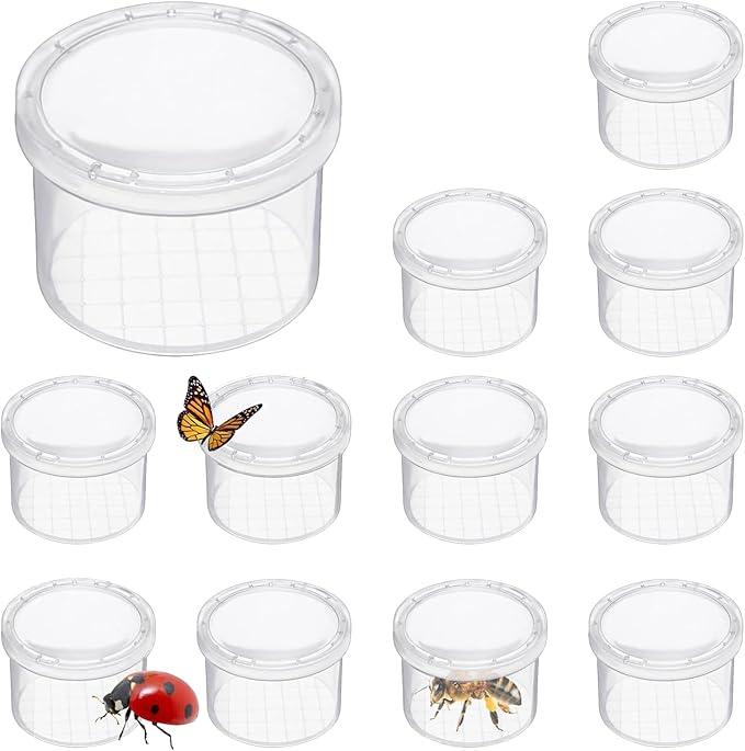 12 Pcs Bug Viewer Critter, Magnifier Bug Catcher cage, Plastic Insect Magnification Observation cage, Tools for Learning, Playing, and Exploring Science and Nature