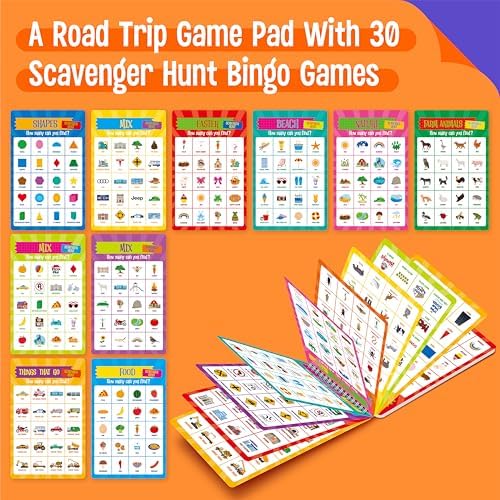 SpriteGru Scavenger Hunt Activities Book, 30 Road Trip Bingo Games, Reusable & Erasable Game Pad, Interesting Explore and Find Activity Travel Toy for Road Trip, Airplane Travel - Image 2