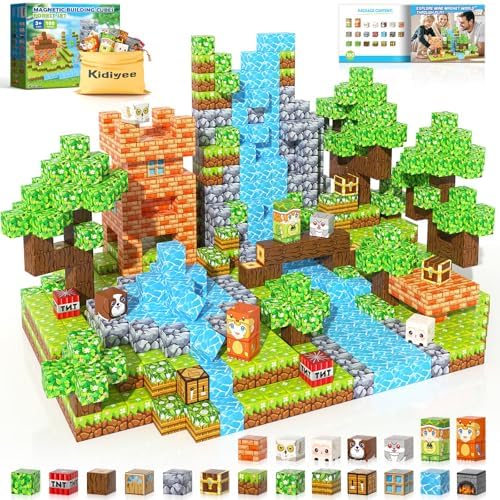 100PCS Magnetic Blocks - Build Mine Magnet World Forest Set, STEM Building Toys for Kids Ages 4-8, Classroom Must Haves Construction Toys, Sensory Toddler Toys Gift for 3+ Year Old Boys & Girls by MineMagnetWorld