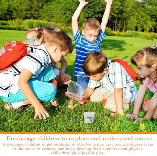 Silipull Bug Catching Kit for Kid Outdoor Explorer Kit Include Catching Scissor Tong Tweezer Clamp Bug Cage Whistle Insect Net Drawstring Bag for Boy Girl Educational Adventure Hunting(Orange,96 Pcs) - Image 5