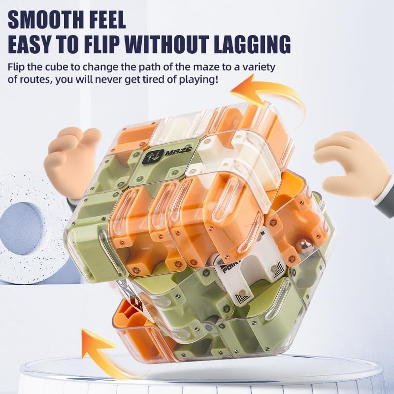 Large 3D Labyrinth Cube Puzzle, 3D Magic Cube Maze Ball Puzzle, Spatial Awareness Brain Training Toy for Stress Relief & Logic Development, Educational Focus Game Gift for Adults Teens - Image 4