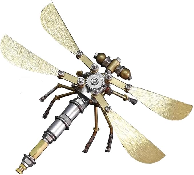 Steampunk Metal Insect Bug Sculpture 3D Creative Mechanical Insect Kit Puzzle Dragonfly Model Engineering Puzzle for Christmas Ornaments(Ujinensis Dragonfly)