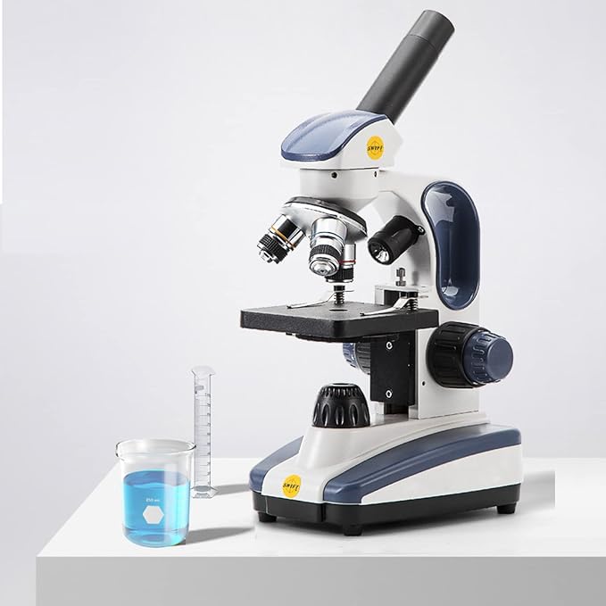 SWIFT Compound Monocular Microscope SW200DL with 40X-1000X Magnification, Dual Light, Precision Fine Focus, Wide-Field 25X Eyepiece and Cordless Capability for Student Beginner