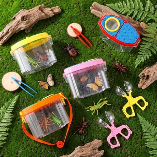 Halloscume 20 Set Bug Catcher for Kids Bug Viewer and Insects Tweezer for Students, Critter Catching Kit Magnifying Insect Cage Container Kit for Kids Outdoor Science Nature Exploration - Image 4