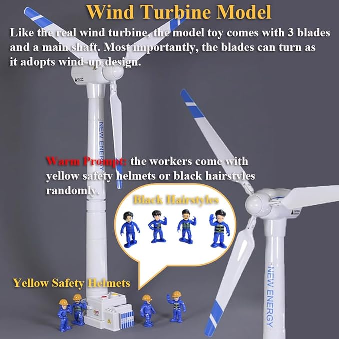 Wind Turbine Model, 21.65 Inch Large Size Generator Windmill Toy Science Kit STEM Experiment With Wind-up Rotatable Blades