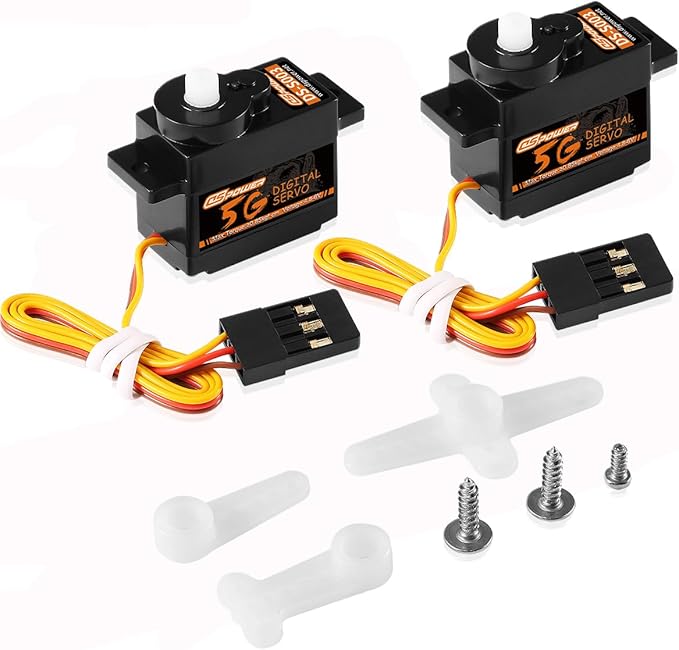 2PCS 5G Mini Digital Servo, Plastic Gear Micro RC Servos Motor Kit for 1/28 RC Car Model Boat Fixed-Wing Helicopter Airplane Robot Toy (2PCS)