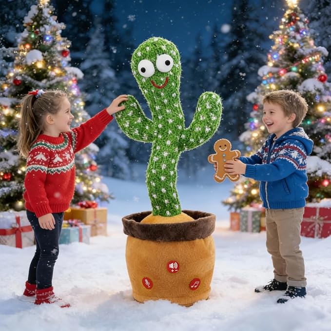 Ayeboovi Dancing Talking Cactus Baby Toys, Interactive Toy Repeating Records What You Say, Volume Adjustable Singing Cactus Toddler Toys with 120 Songs, Stocking Stuffers for Kids