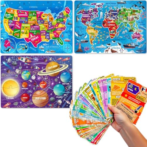 Educational Puzzles for Kids Ages 8-10 - 3 Jigsaw Kids Puzzles Ages 6-8 by QUOKKA