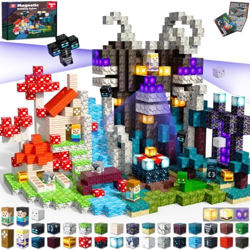 200 PCS Magnetic Blocks - Light Up Magnetic Building Blocks for Kids, Magnet Cubes Stacking for Boys Girls, STEM Montessori Sensory Toys Ages 3 4 5 6 7 8 9 10 11 12 13 Birthday Gifts by Magneverse