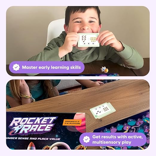 The Fidget Game Rocket Race - Math Board Game for Kids Ages 5-8 | Build Foundational Skills in Number Sense, Comparing, and Place Value | Classroom Must Have for Grades K-2