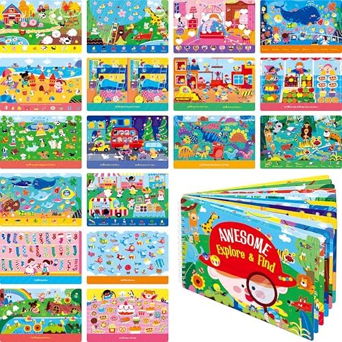 SpriteGru 28 Dry Erase Activities Book, Reusable & Erasable Game Pad, Explore and Find Games Interesting Educational Toy and Learning Tool for Road Trip Airplane Travel by SpriteGru
