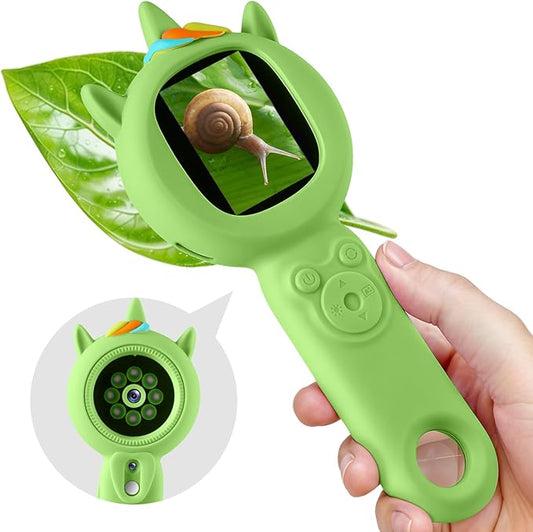 Kids Microscope- 500x Magnification,16X Zoom,Handheld Microscope for Kids with HD Cam,Portable Science Learning Tool,Christmas Birthday Gifts for Boys Girls Aged 3-12（Green）