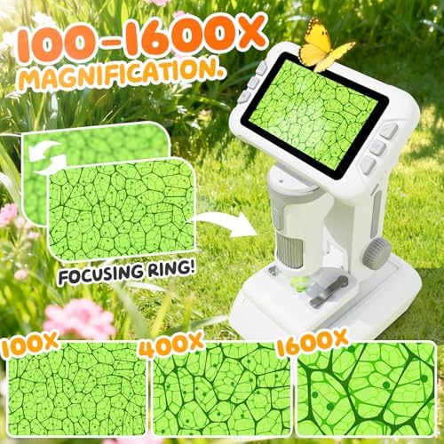 1600X Kids Microscope, 1080P Digital Microscope with 4.0" Screen - Image 2