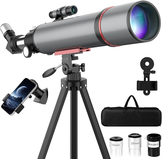 Telescope for Adults High Powered - Portable Astronomy Telescope for Kids & Beginners - 90mm Aperture 600mm Refractor Profesional Telescopes with Phone Adapter Tripod Carry Bag