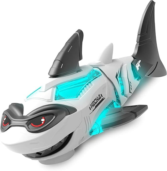 Shark Toy Interactive Crawling Shark Toys with Music and Lights, Auto-Direction Change Crawling Walking Toy Gift for Infants Toddlers 3 4 5 Year Old, Boy Girl Birthday