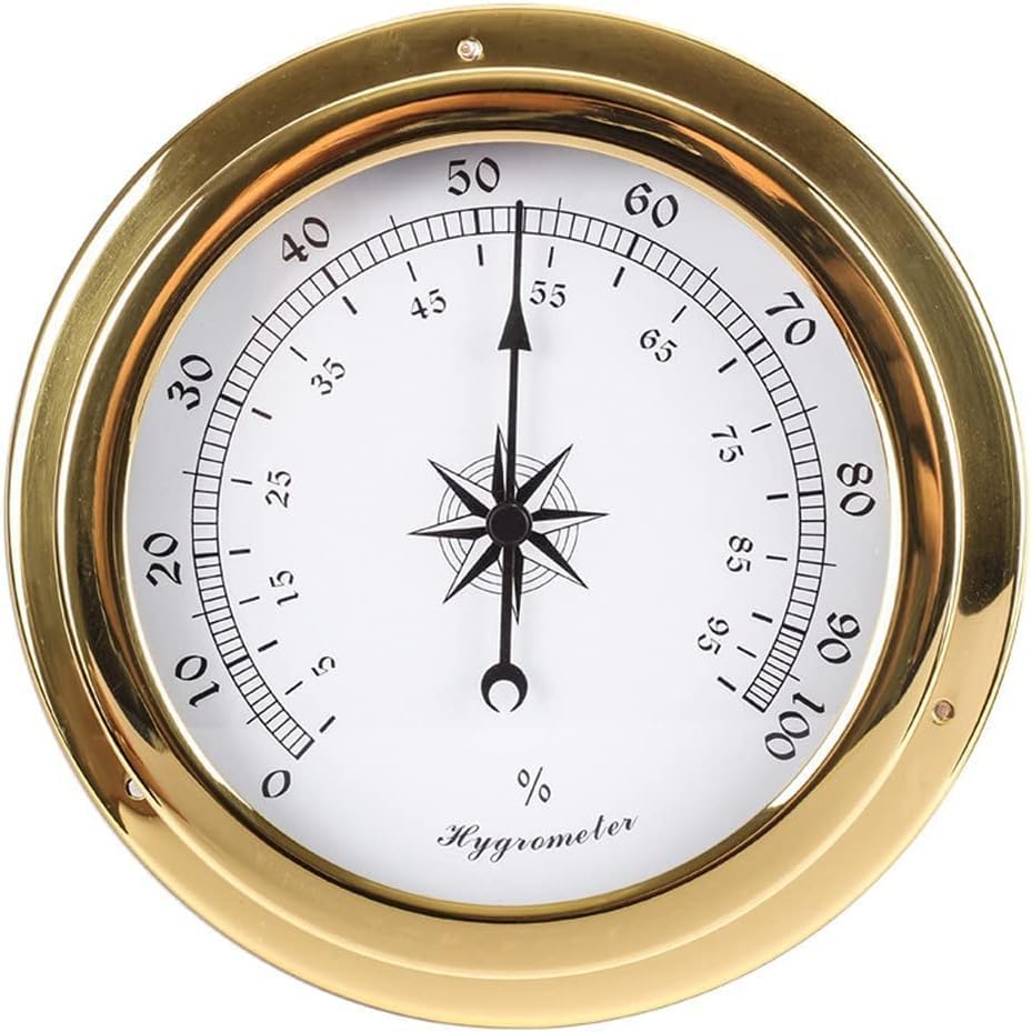 4Pcs Portable Weather Station Set - 5.7in Brass Case Barometer Thermometer Hygrometer Clock (Wall-Mounted/Marine Boat Accessory) - Image 5
