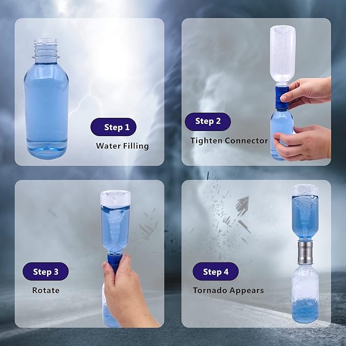 Tornado Maker, Weather Toys, Ultra-Light Aluminum Connecting Tube, Including 2 Empty Bottles, Watertight Tornado Toy, Suitable for Kids' Science Experiments (Blue)