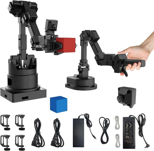 AI Robotic Arm Kit with Servo, Collaborative Embodied Intelligent Arm, Compatible with Hugging Face/LeRobot/Aloha Kit, AI Visual Recognition, Movelt, Imitation Learning, ROS Education with Gripper