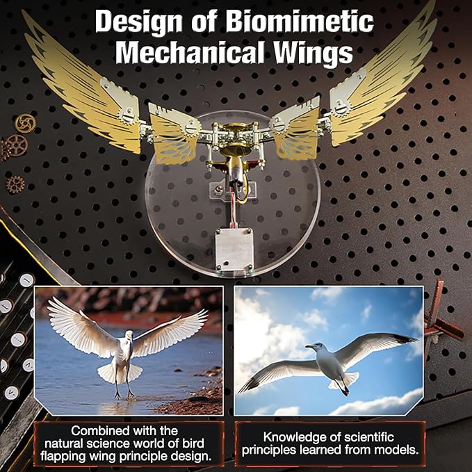 Microworld 3D Metal Puzzle for Adults, Ornithopter 3D Metal Model Kits, Mechanical Model 3D Puzzle, DIY Animal Difficult 3D Puzzles Home Decor Art Craft Gifts (Golden)
