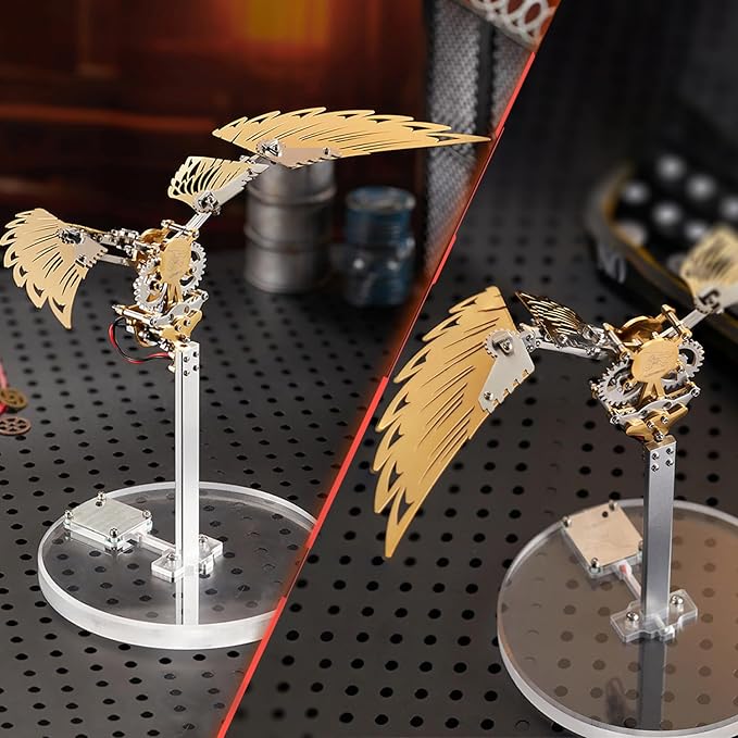Microworld 3D Metal Puzzle for Adults, Ornithopter 3D Metal Model Kits, Mechanical Model 3D Puzzle, DIY Animal Difficult 3D Puzzles Home Decor Art Craft Gifts (Golden)