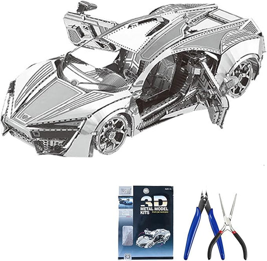 DIY 3D Car Metal Model 3D Puzzle 3D Laser Cut Jigsaw Toys 3D Metal Model Kit for Adults&Kids Mechanical Model Educational Toy Indoor Decoration Desk Toy Birthday Gift Collection Brain Teaser Puzzles