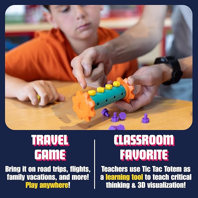 Challenge Your Mind with Tic Tac Totem: 3D Tic Tac Toe Travel Game & Brain Game for Strategy Enthusiasts, Ages 6+ (3x3)