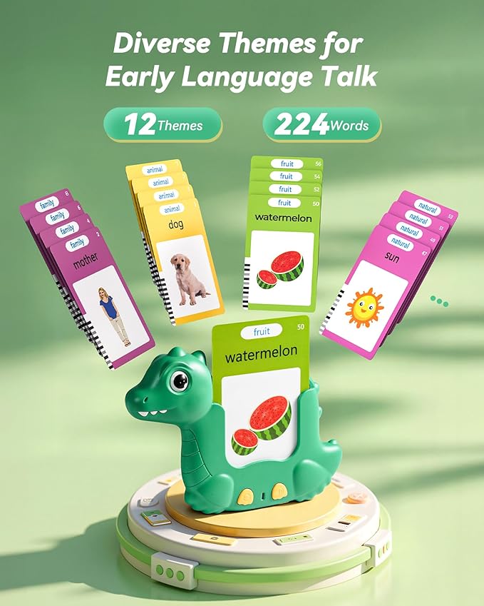 Talking Flash Cards for Toddlers 1-3, Montessori Learning Toys with 224 Words, Pocket Speech Toys for Language Development, Autism Speech Therapy Toys, Children's Sensory Learning, Gifts