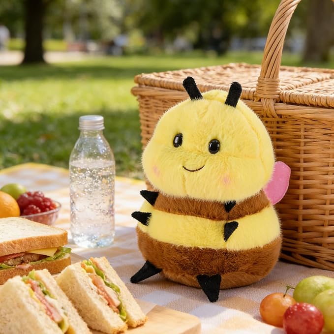Realistic Bee 8 inch Cute Wild Honeybee Stuffed Animal Ultra Soft Plushies Toys Kawaii Gifts for Kids Adults Yellow