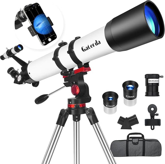 Telescope, Telescope for Adults High Powered - 90mm Aperture 700mm Refractor Telescopes for Astronomy Beginners with AZ Mount Tripod and Phone Adapter for Moon Observation