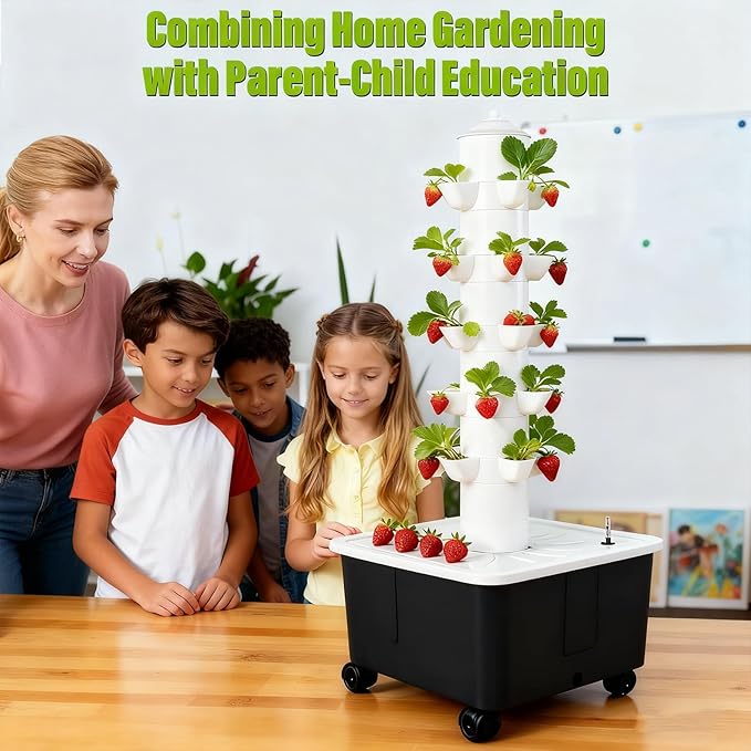 Hydroponics Growing Tower, Indoor Garden kit, Vertical Growing System, Indoor Planting Vegetables Herbs Flowers, Interior Garden System with Water Pump, hydroponics Tower with Water Tank