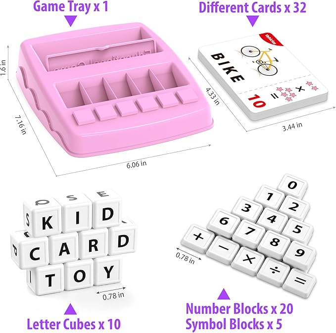 Montessori Matching Letter Games,Educational Toys for 3-8 Year Olds Boys Girls,Alphabet Learning Toys for Kids Ages 3-8 Years,Birthday Party Gifts for 3-8 Year Olds Boys Girls(Pink)