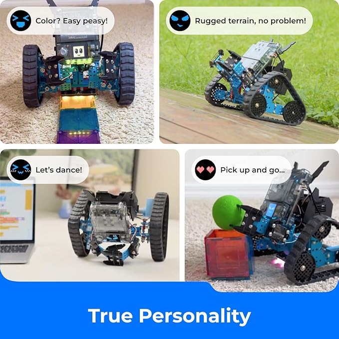 Makeblock mBot2 Rover Emo Robot Programming for Kids, Interactive Robotics Kit Learning and Outdoor Play, Remote Control Coding for Kids 8-12 and up, STEM Educational Building Toys Gifts
