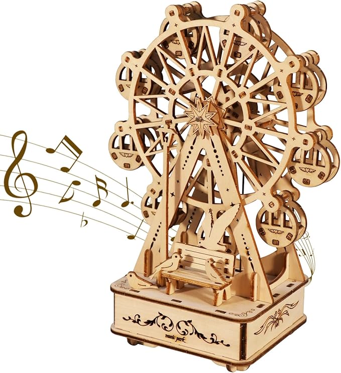 3D Wooden Puzzles Music Box Ferris Wheel DIY Crafts Handmade Model Kits for Women Birthday Gifts