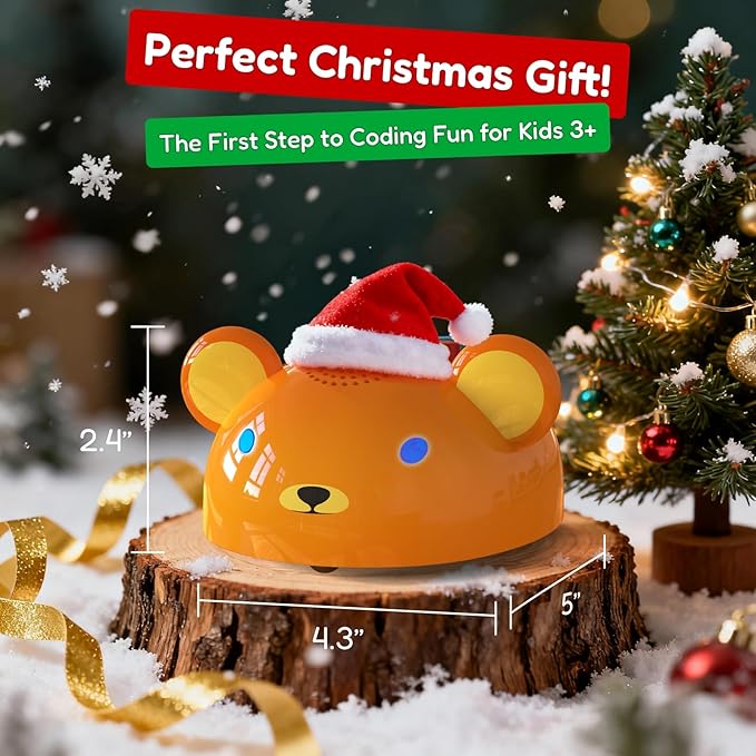 Robot Bear Screen-Free Coding Robot for Kids Ages 3-5, First Coding Toy with Lights, Sounds & Alphabet Map, STEM Learning Toy Birthday Gift for Boys & Girls