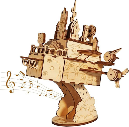 3D Wooden Puzzles Moving Castle Music Box Kits Castle Building Model DIY Crafts Birthday Gift for Women