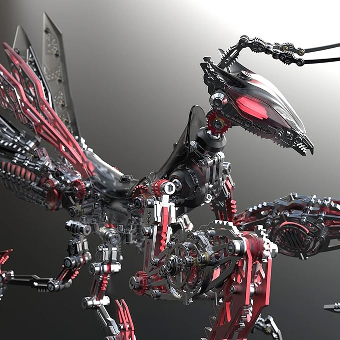Metalkitor 3D Metal Puzzles for Adults, Giant Mantis Model Kit - Steampunk DIY Ornament - Assembly Jigsaw Crafts Brain Teaser - Perfect Room Decor and Gift Choice(1200+PCS, Black Red) (Black Red)