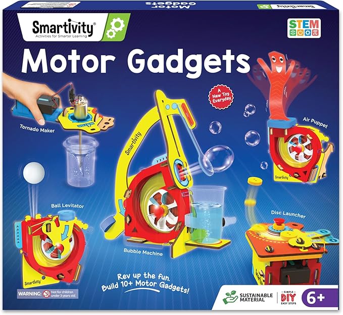 Smartivity 10-in-1 Motor-Powered STEM Kit | Build 10+ Exciting Electronics Projects | Christmas, Birthday Gift for Smart Kids | DIY Science Kit/Toy for Ages 6,7,8,9,10,11,12 Years Old Boys & Girls