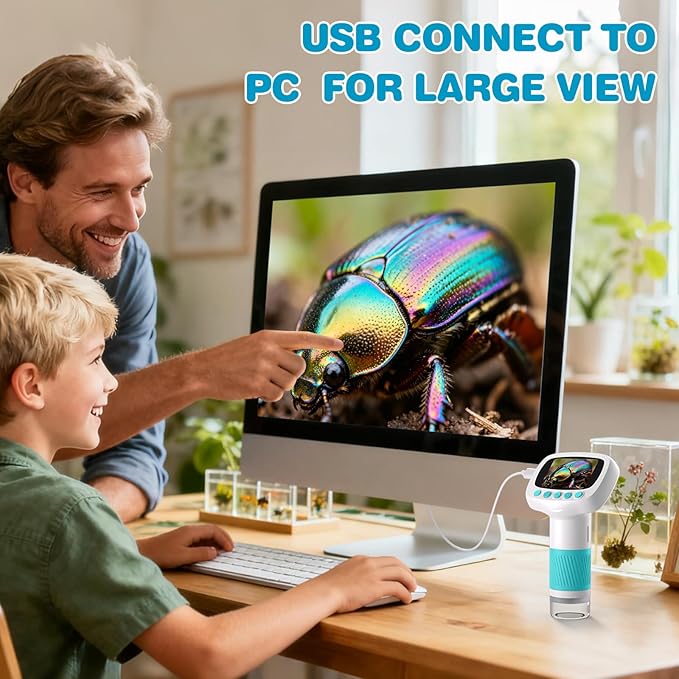 Microscope for Kids Over 3 Years Old, 1000X Portable Handheld Microscopes, Pocket Mini Microscope for Boys Educational Science Toys, Christmas Birthday Gifts for Boys Girls