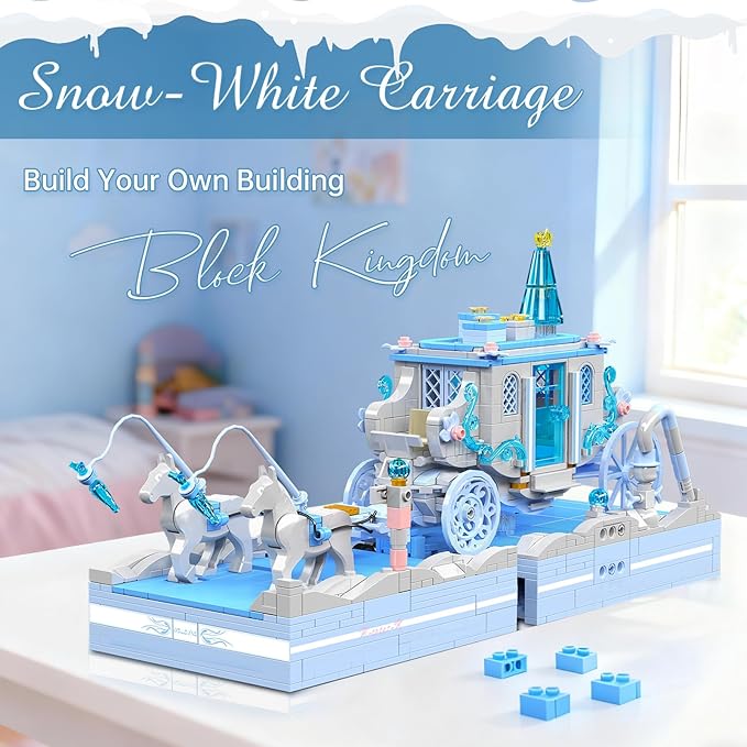 Sosuy Snow White Carriage Building Blocks Sets, Christmas Toys for Girl, Creative Princess Themed Construction Set, STEM Toy for Kids Boy Teen Women, for Girls 1214+ Pcs
