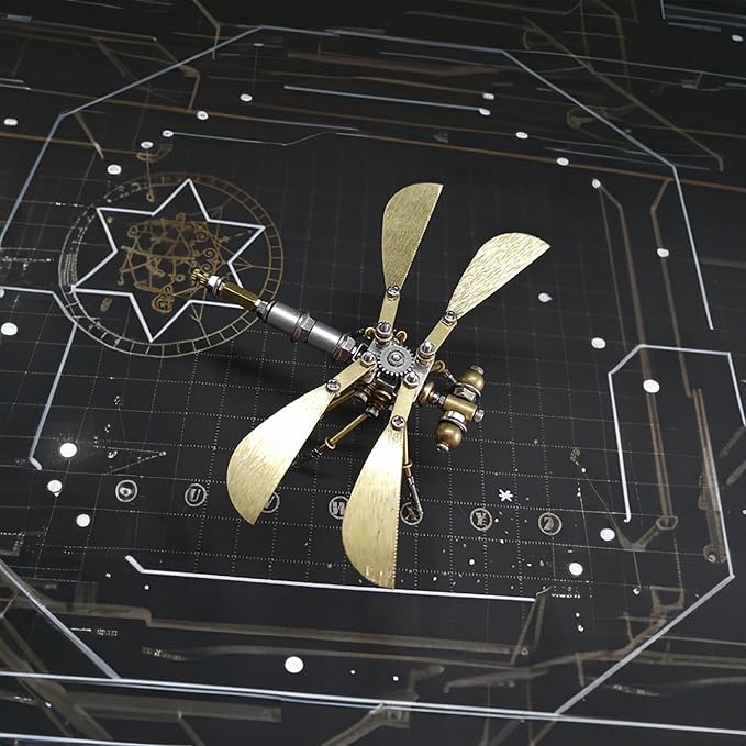 Steampunk Metal Insect Bug Sculpture 3D Creative Mechanical Insect Kit Puzzle Dragonfly Model Engineering Puzzle for Christmas Ornaments(Ujinensis Dragonfly)