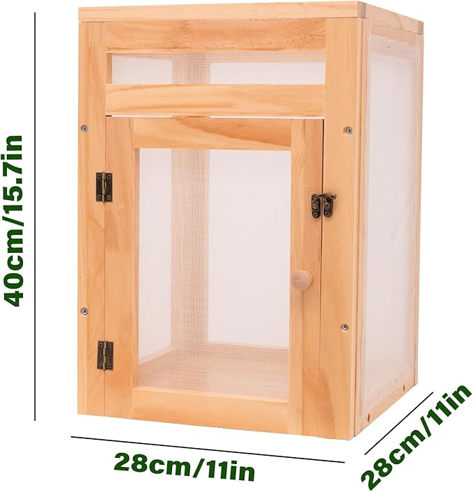 Butterfly Habitat Cage Kit - 15.7" Monarch Caterpillar House with Wooden Frame & Mesh Enclosure, Grow Tent for Hatching Butterflies, Kids Observation & Garden Insect Cages (Includes Guide)