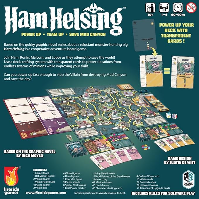 Ham Helsing – Cooperative Monster Adventure Board Game | 1–4 Players, Ages 10+, 60–90 Min | Deck-Crafting with Transparent Cards | Spooky Halloween Theme
