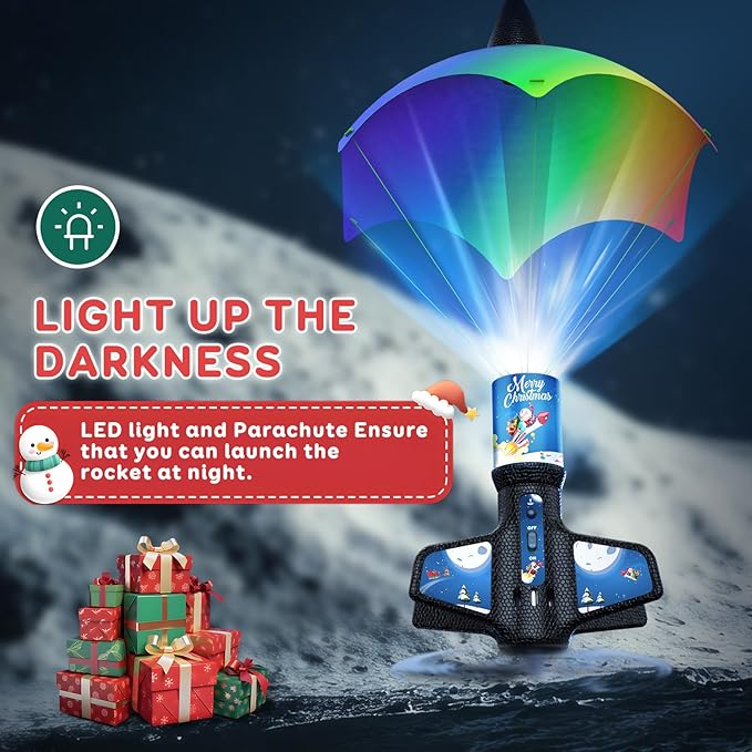 Rceico Rocket Launcher for Kids 200ft of Flight Altitude Model Rocket Kits with Launch Set, Parachute Safely, Outdoor Toys Christmas Birthday Gifts for Kids Boys & Girls Ages 8-13