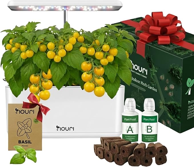 Nouri 7 Pod Smart Garden for Home Cooks | w/Heirloom Basil | Hydroponics Growing System | LED Grow Lights | Indoor Herb Garden Kit | Herb Growing Kit Indoors for Plant Lovers, Gardeners, Kitchen